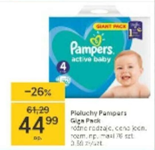 pampers giant pack 3 96 sztuk cena