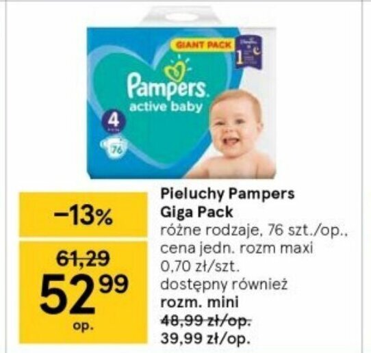 pieluchomajtki pampers 6 promocja