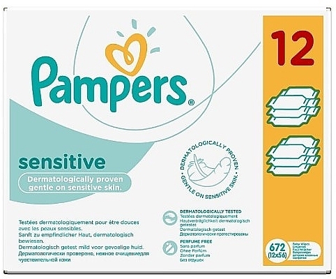 pampers sensitive chusteczki nawilżane 6x56 szt