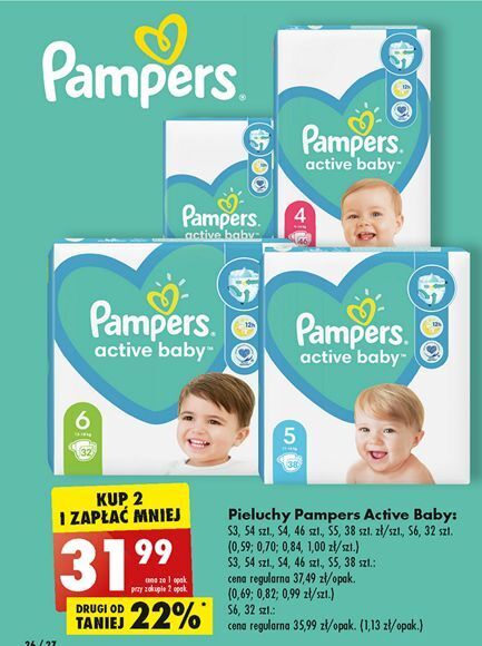 pieluchy pampers 6 56 sztuk